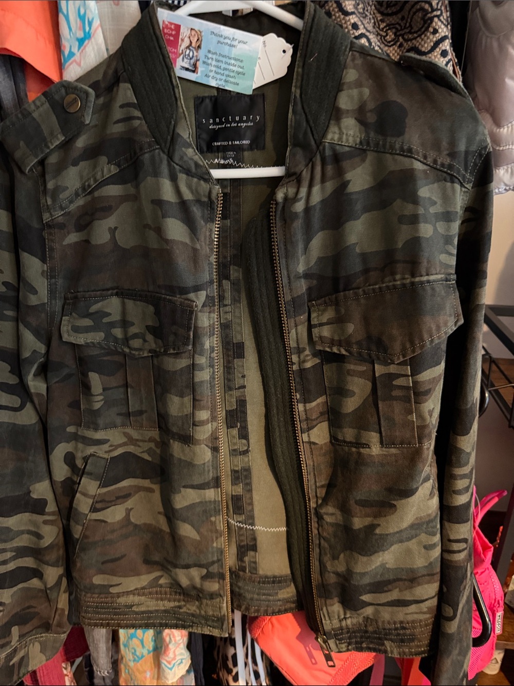 Sanctuary Camouflage Field Jacket in Olive & Brown